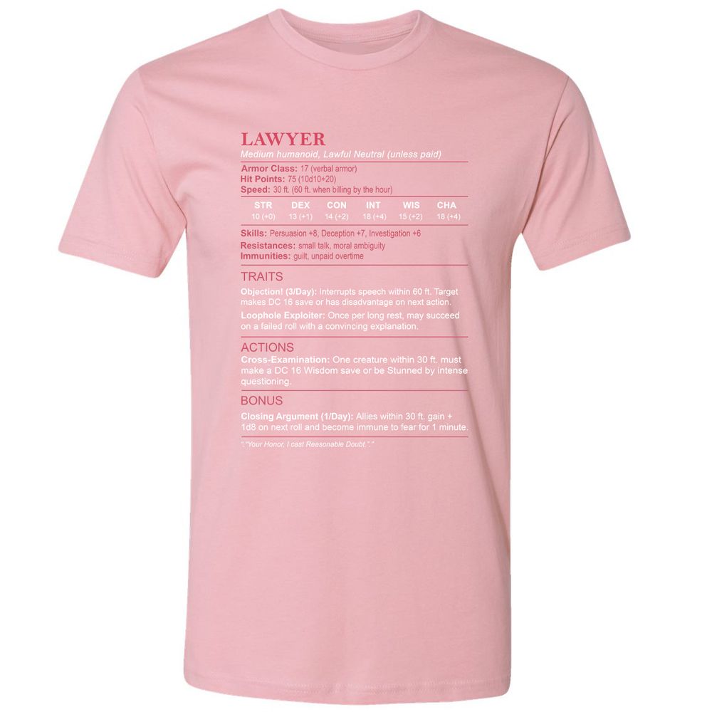 Lawyer Stats Premium Unisex T-Shirt - Light Pink - 3