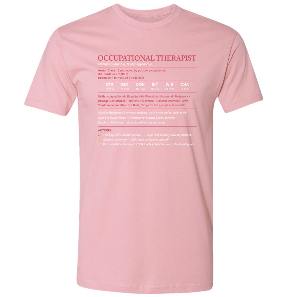 Occupational Therapist Stats Premium Unisex T-Shirt - Light Pink - 3
