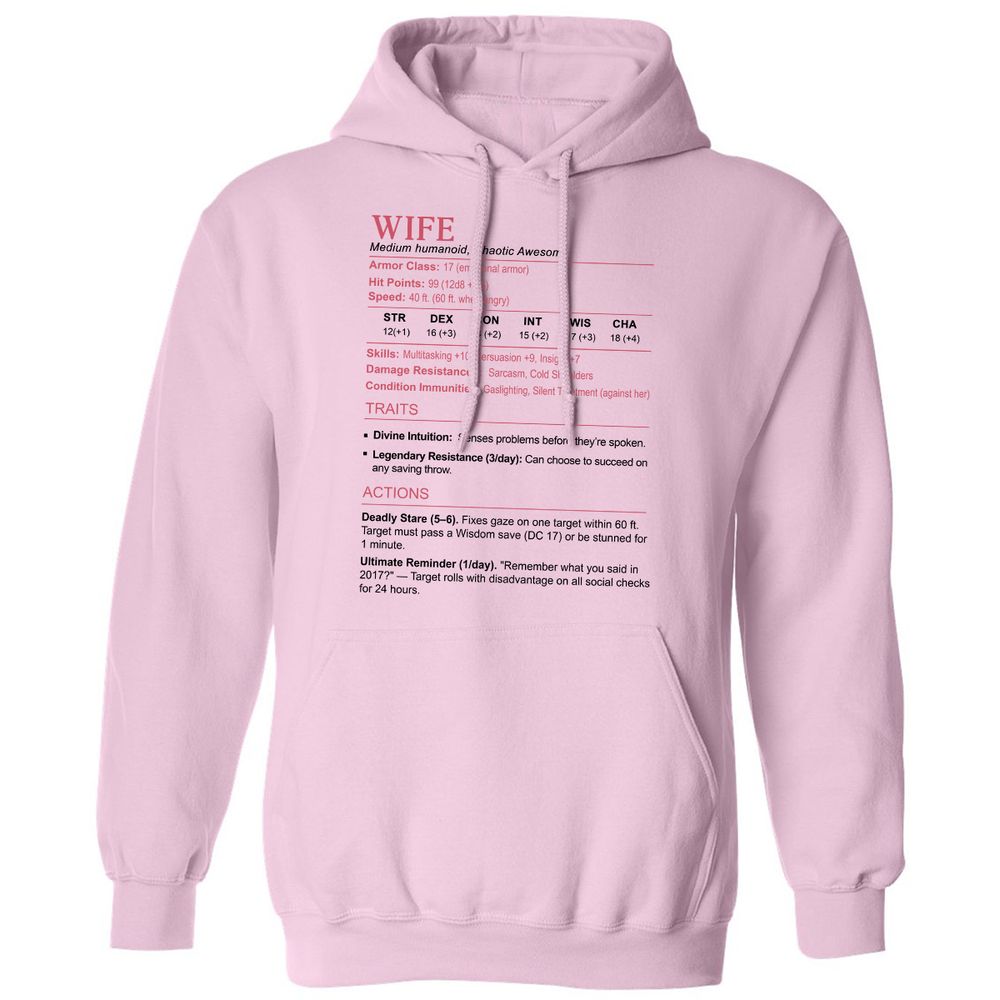Wife Stats 2 Classic Unisex Hoodie - Light Pink - 3