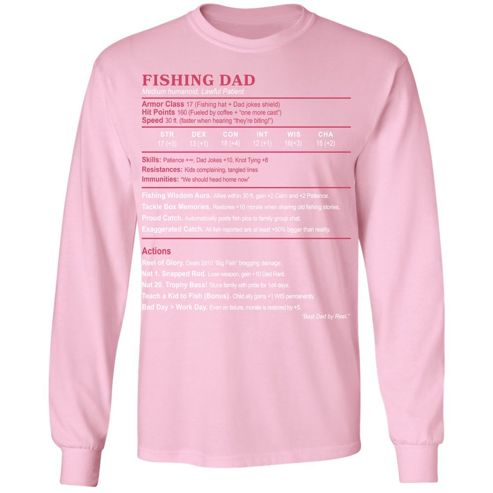 FISHING DAD Long Sleeve T-Shirt - Light Pink - 3