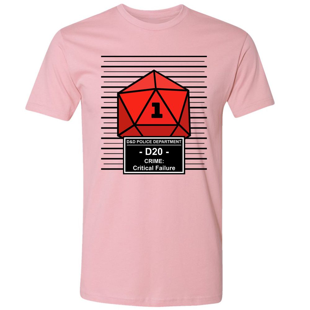 D20 Arrested For Critical Failure Premium Unisex T-Shirt - Light Pink - 3