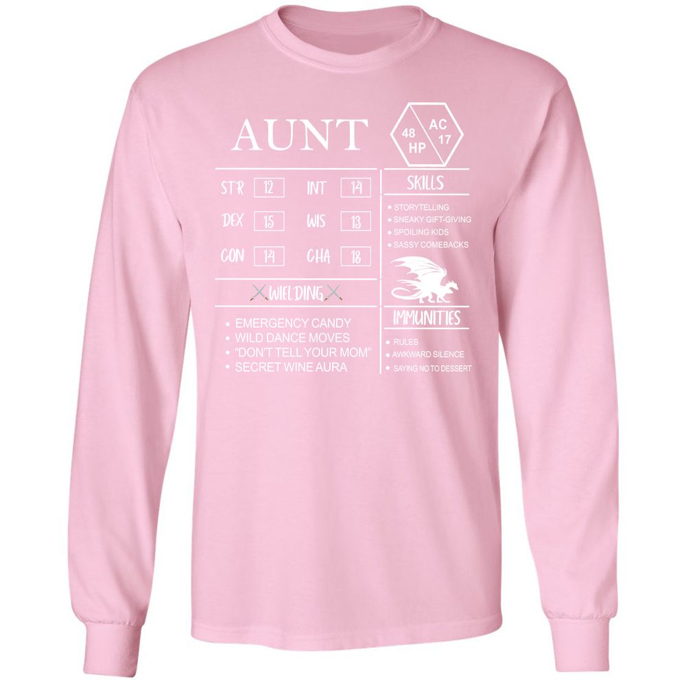 Aunt Stats Long Sleeve T-Shirt - Light Pink - 3