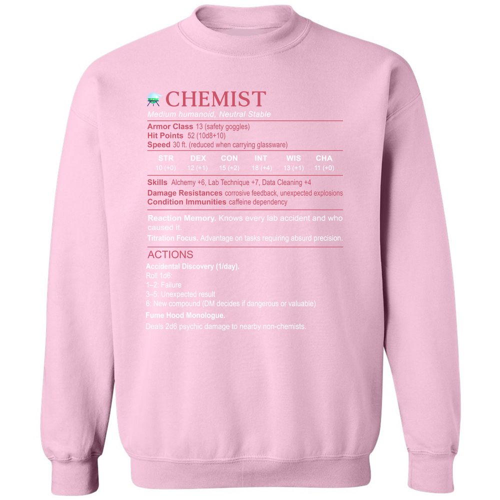 Chemist Stats Classic Unisex Sweatshirt - Light Pink - 3