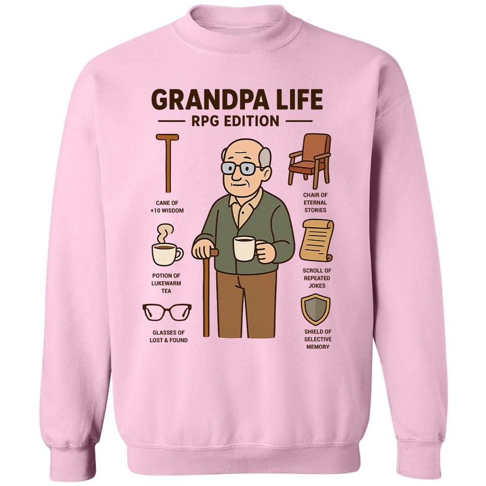 Grandpa Life RPG Edition Classic Unisex Sweatshirt - Light Pink - 3