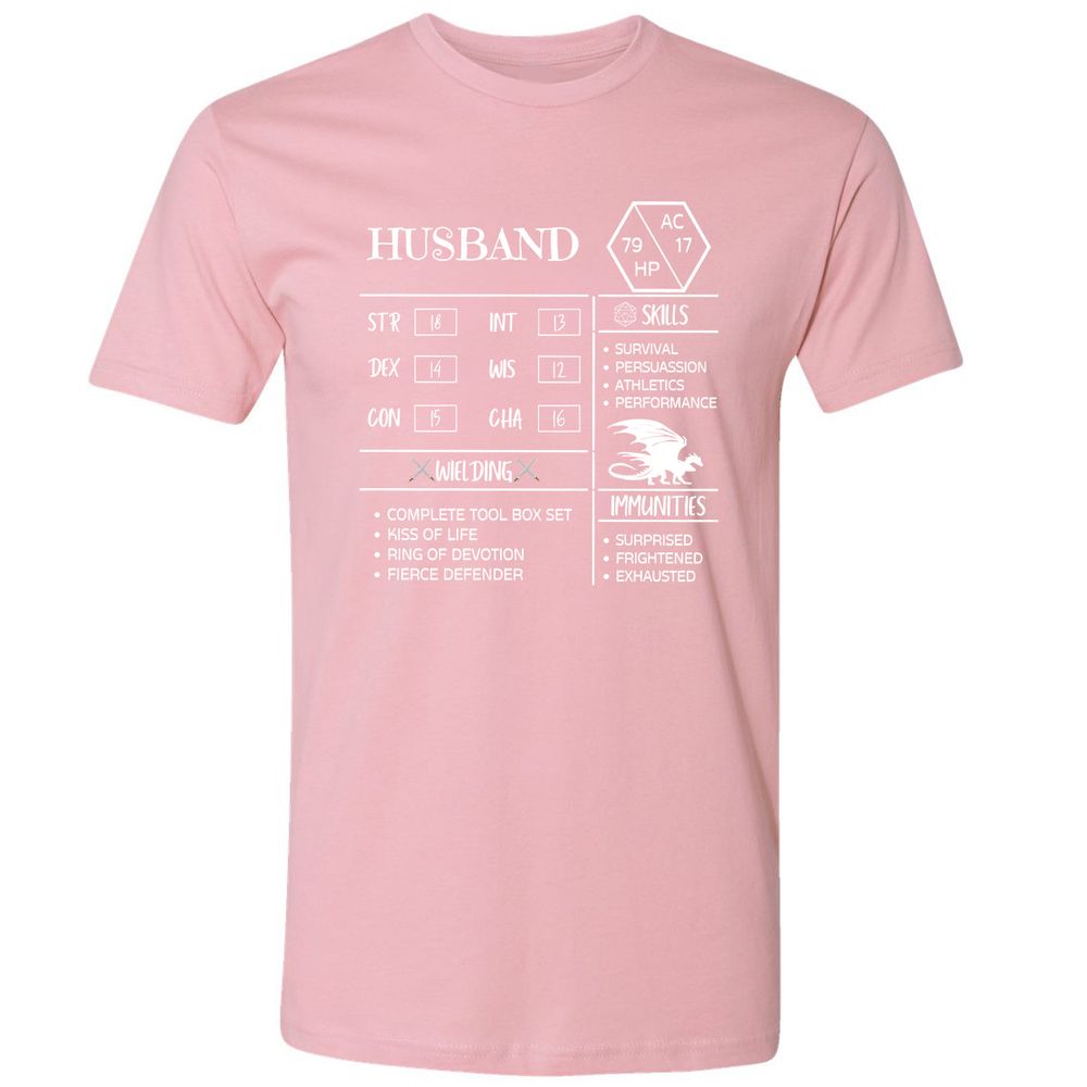 Husband Stats 2 Premium Unisex T-Shirt - Light Pink - 3