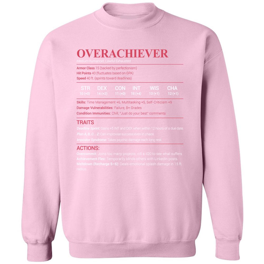 Overachiever Classic Unisex Sweatshirt - Light Pink - 3