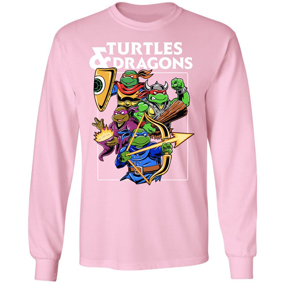 Turtles & Dragons Long Sleeve T-Shirt - Light Pink - 3