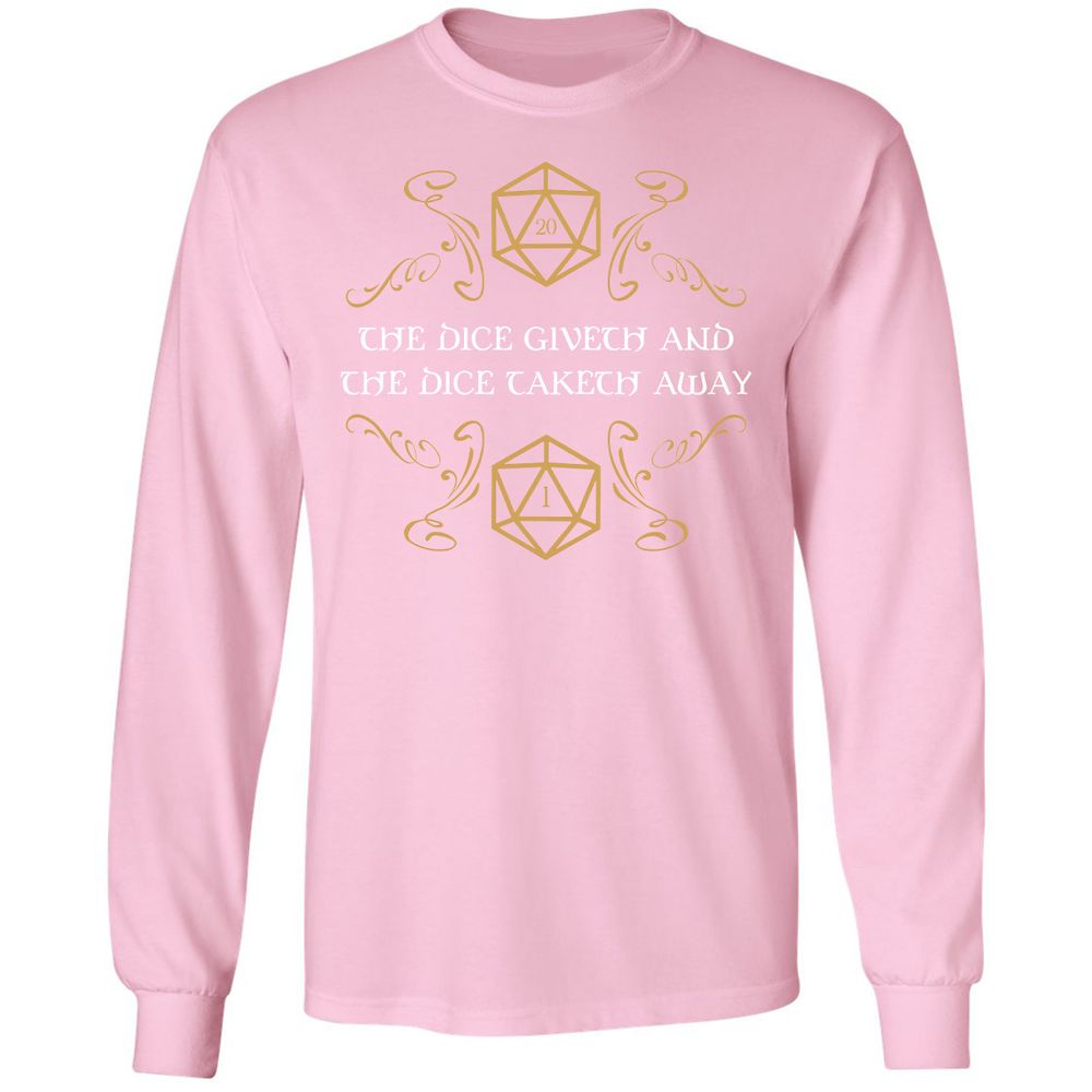 The Dice Giveth and Taketh Away Natural 20 and Critical Fail Long Sleeve T-Shirt - Light Pink - 3