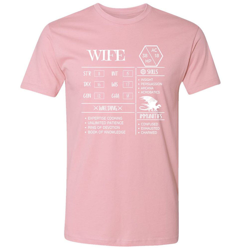 Wife Stats 2 Premium Unisex T-Shirt - Light Pink - 3