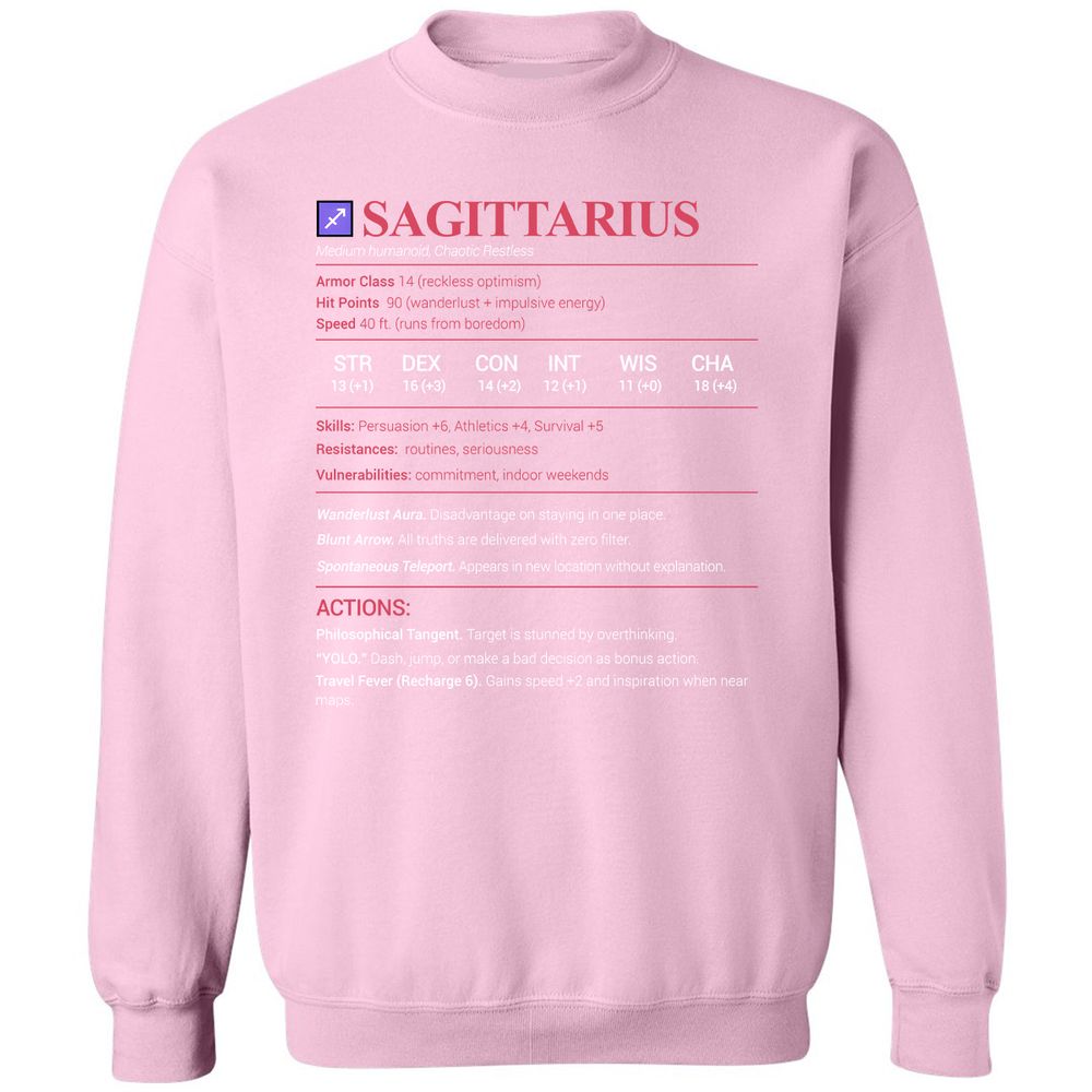 Sagittarius Stats Classic Unisex Sweatshirt - Light Pink - 3