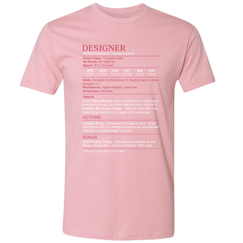 Designer Stats Premium Unisex T-Shirt - Light Pink - 3