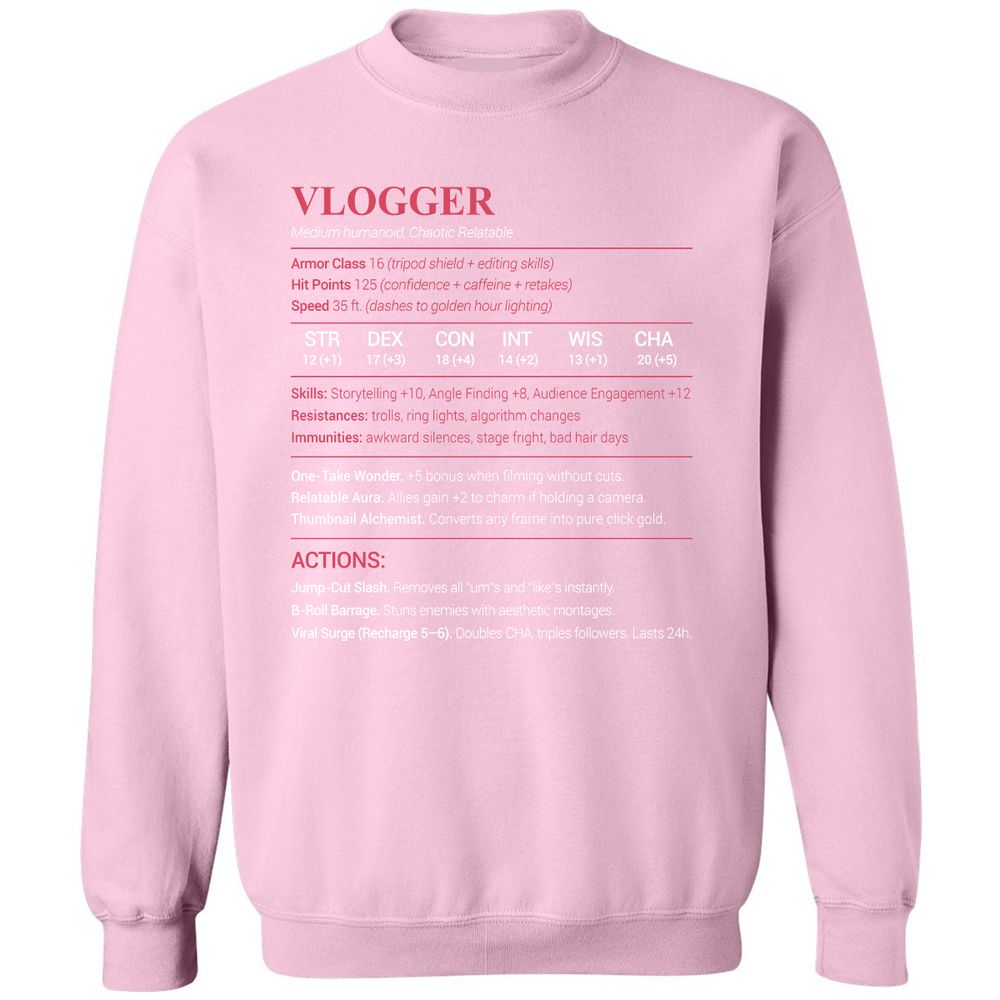 Vlogger Classic Unisex Sweatshirt - Light Pink - 3