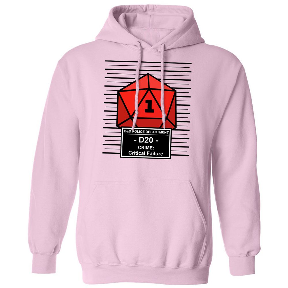 D20 Arrested For Critical Failure Classic Unisex Hoodie - Light Pink - 3