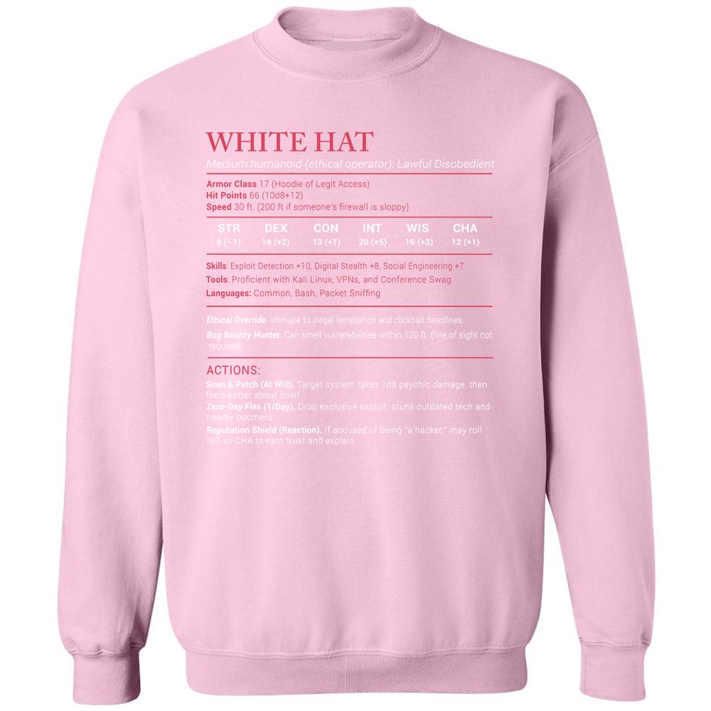 White Hat Stats Classic Unisex Sweatshirt - Light Pink - 3