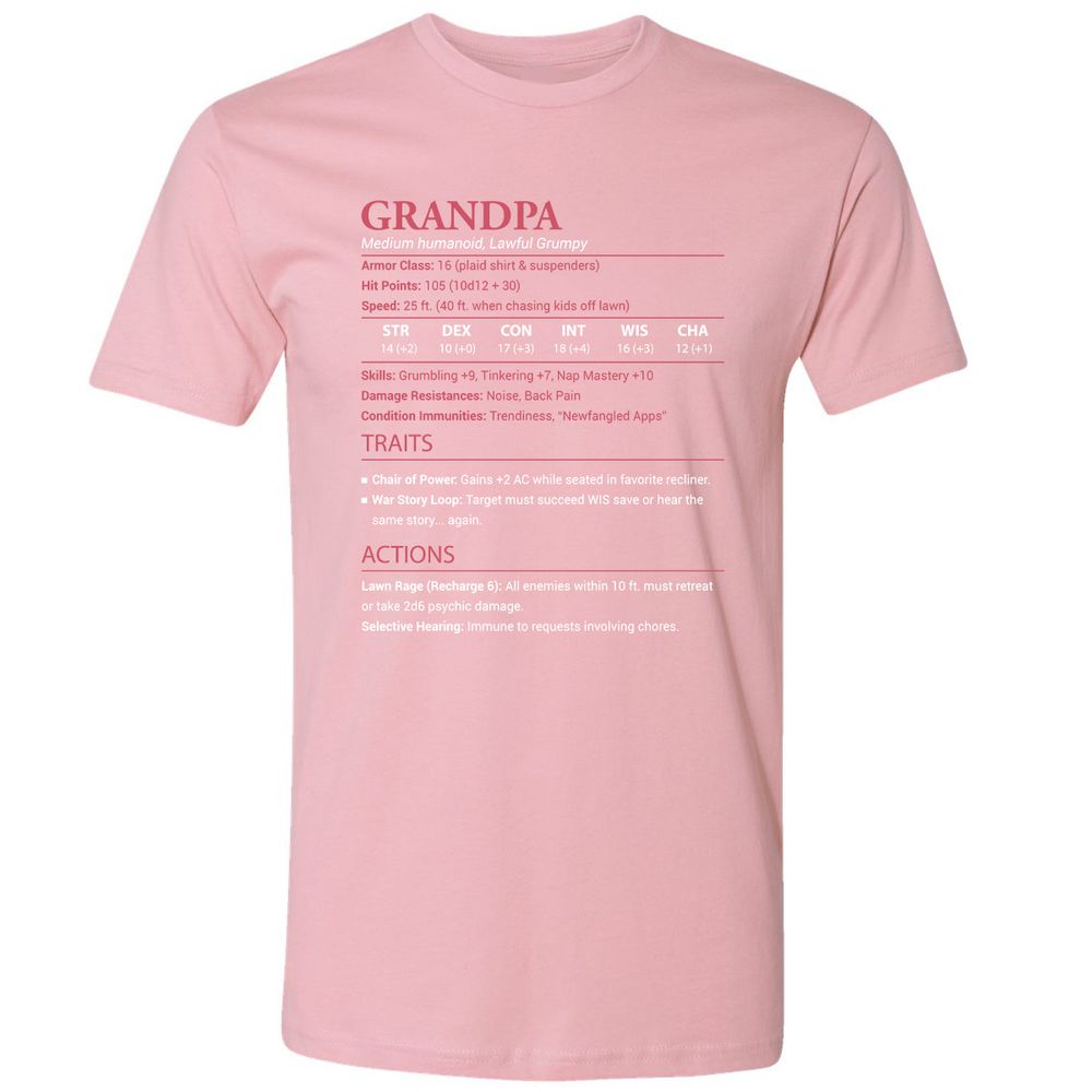 Grandpa Stats Premium Unisex T-Shirt - Light Pink - 3