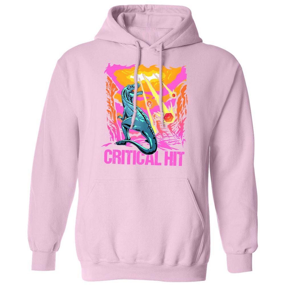 Dinosaur Critical Hit Classic Unisex Hoodie - Light Pink - 3