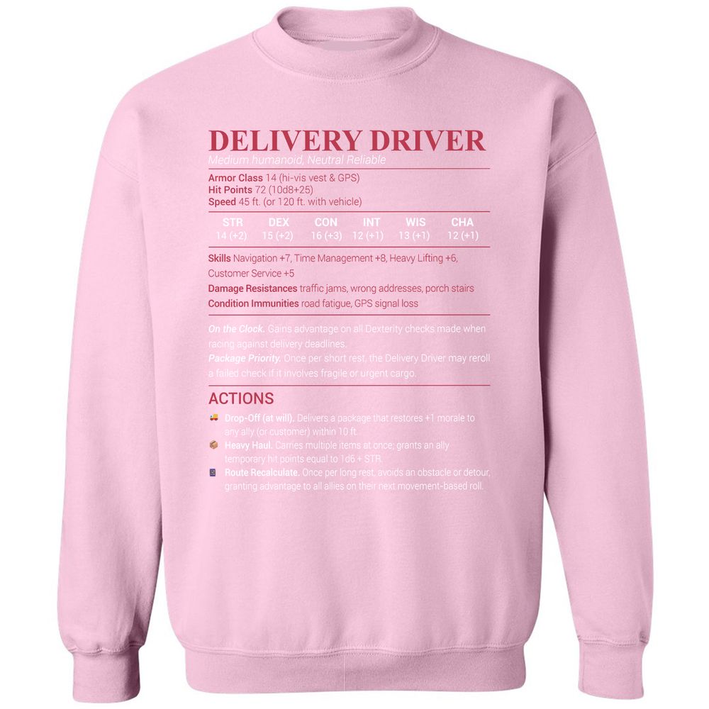 Delivery Driver Classic Unisex Sweatshirt - Light Pink - 3
