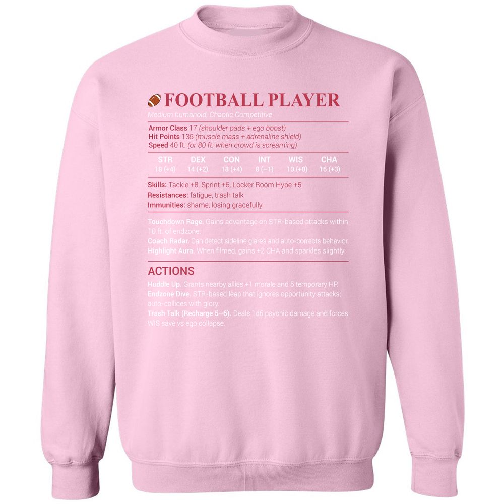 Football Player Classic Unisex Sweatshirt - Light Pink - 3