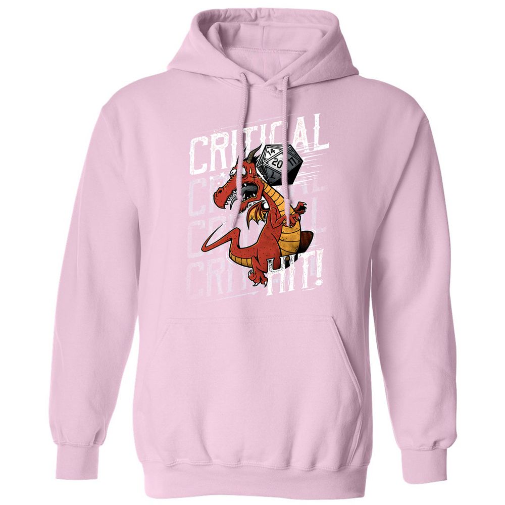 Funny Dragon Critical Hit Classic Unisex Hoodie - Light Pink - 3