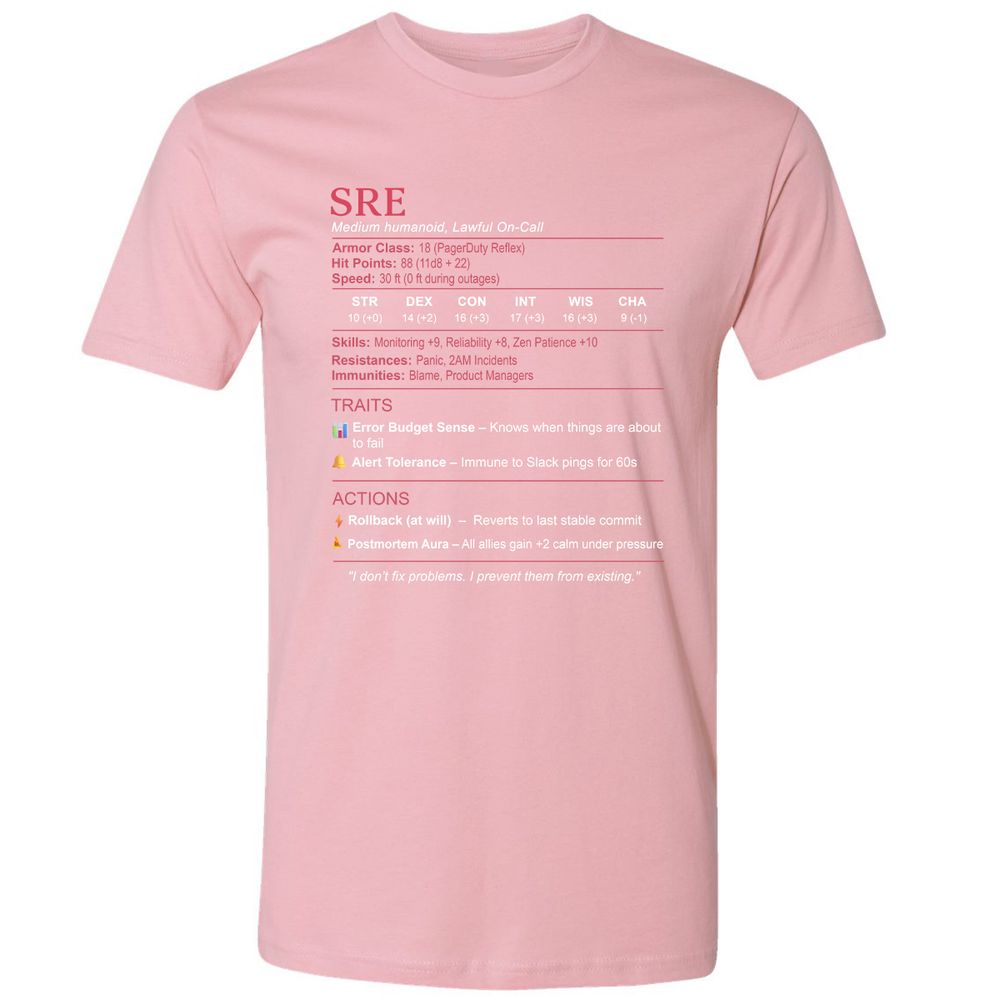 SRE Stats Premium Unisex T-Shirt - Light Pink - 3