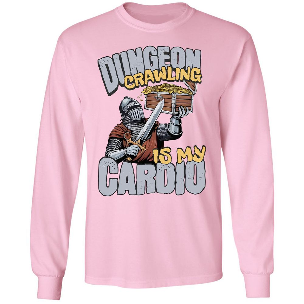 Dungeon Crawling Is My Cardio Long Sleeve T-Shirt - Light Pink - 3