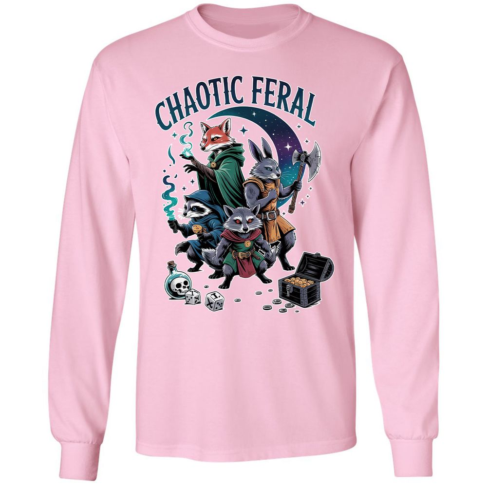 Chaotic Feral Long Sleeve T-Shirt - Light Pink - 3