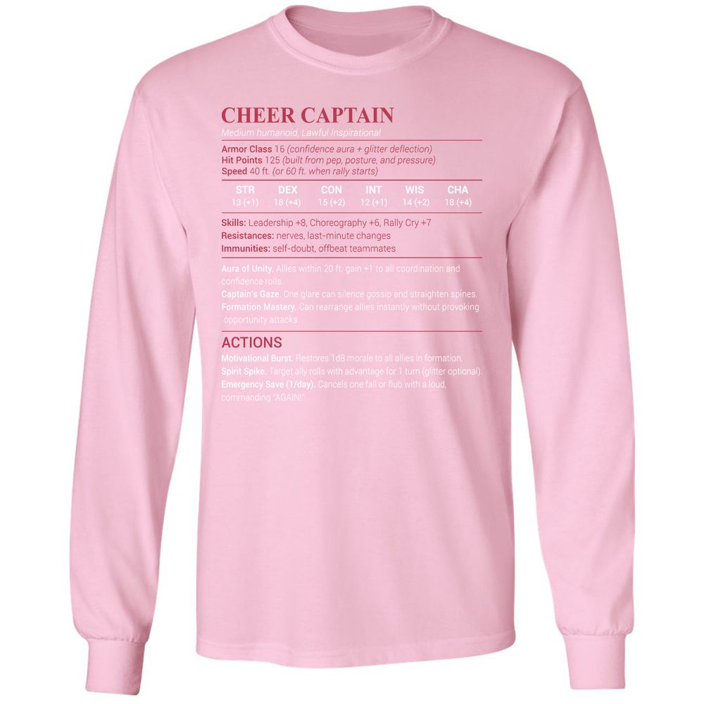 Cheer Captain Long Sleeve T-Shirt - Light Pink - 3