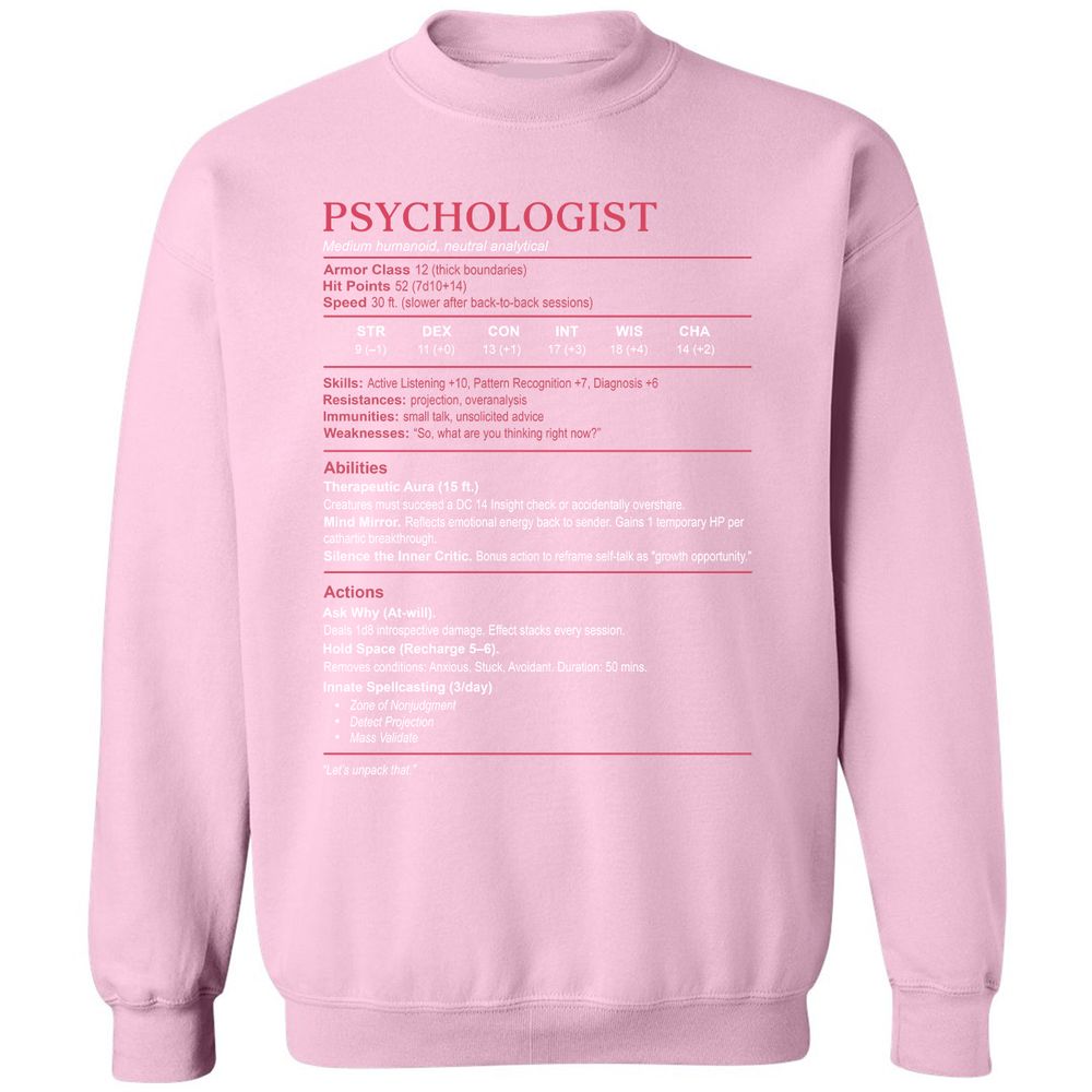 Psychologist Stats Classic Unisex Sweatshirt - Light Pink - 3