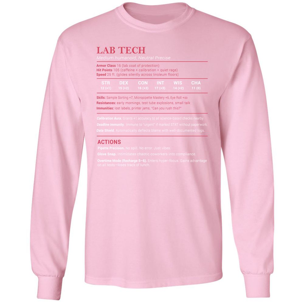 Lab Tech Stats Long Sleeve T-Shirt - Light Pink - 3