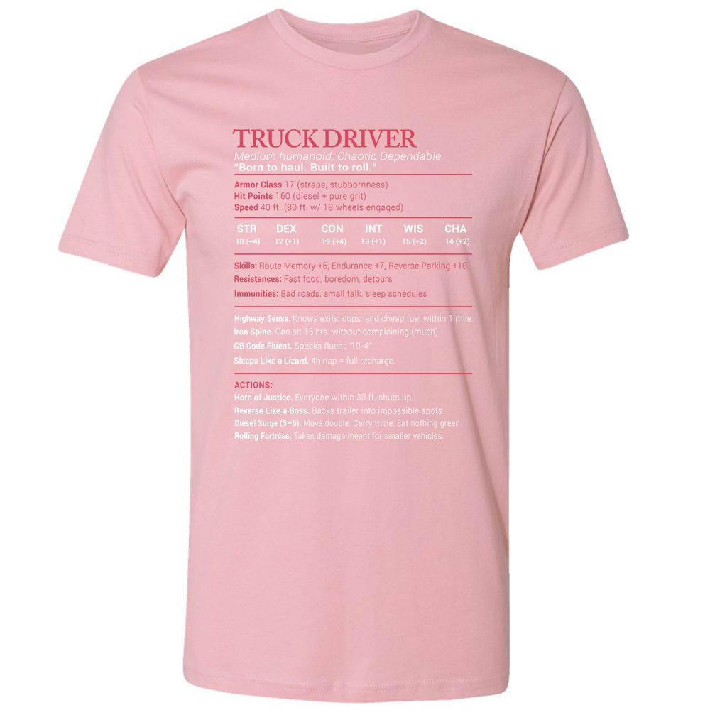 Truck Driver Stats Premium Unisex T-Shirt - Light Pink - 3