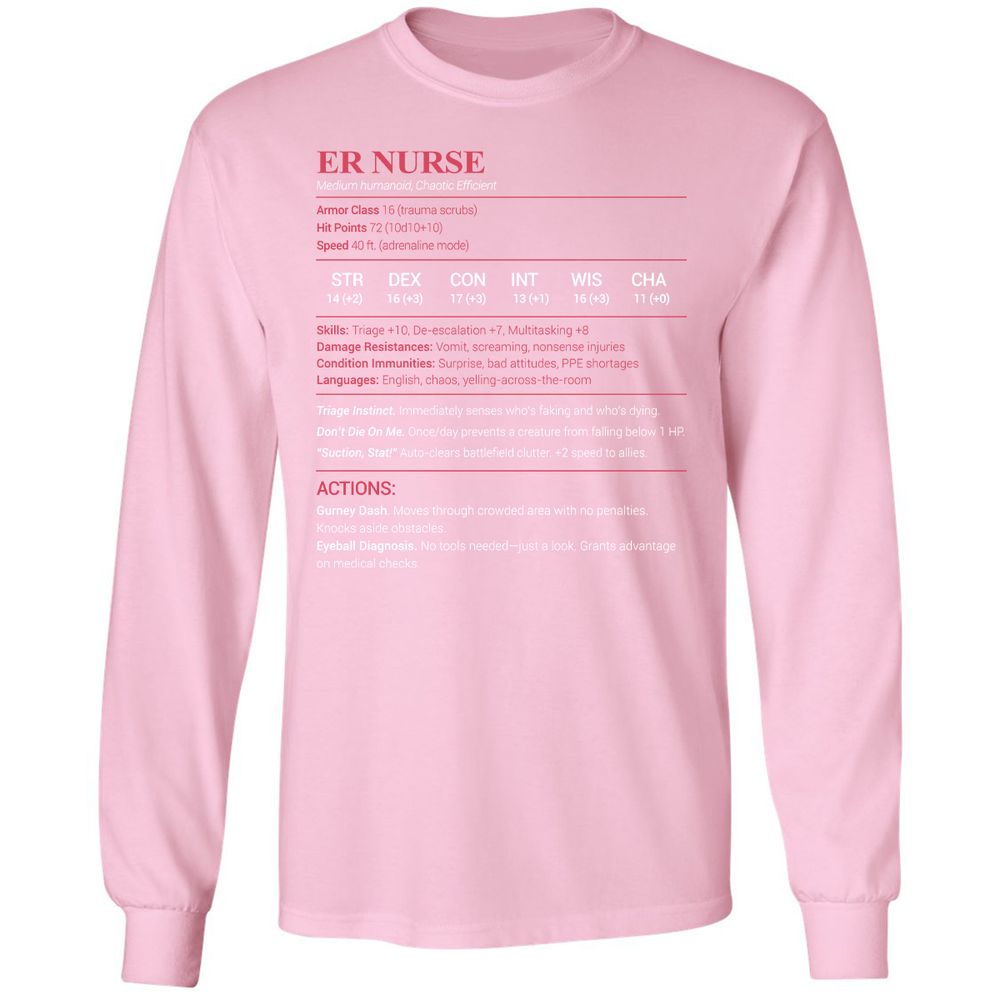 ER Nurse Long Sleeve T-Shirt - Light Pink - 3