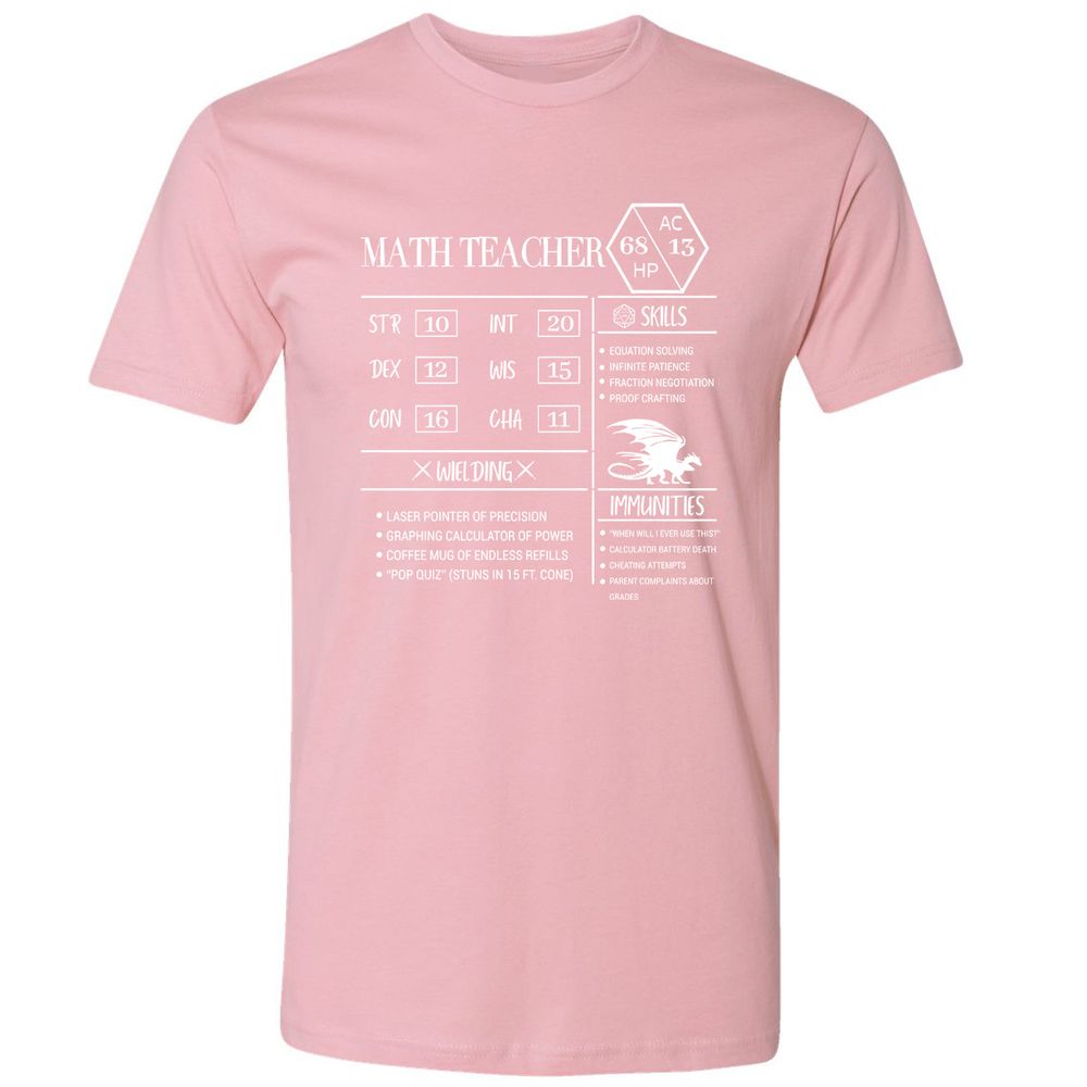 Math Teacher New Premium Unisex T-Shirt - Light Pink - 3
