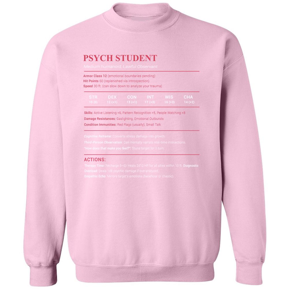 Psych Student Classic Unisex Sweatshirt - Light Pink - 3