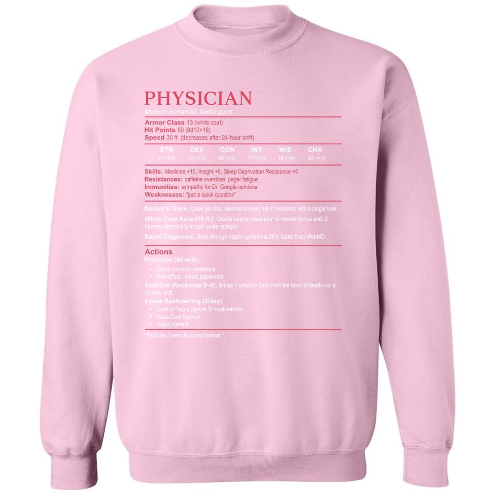 Physician Stats Classic Unisex Sweatshirt - Light Pink - 3