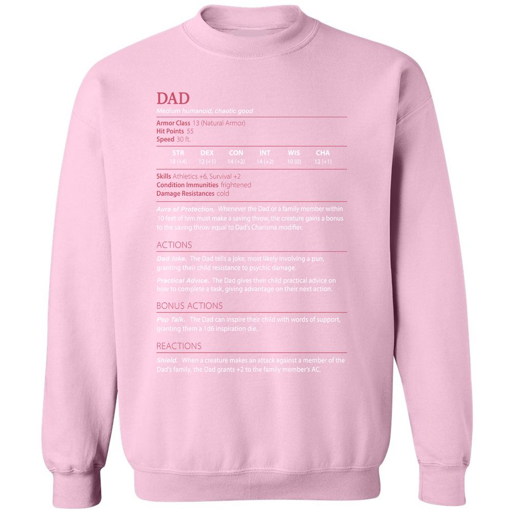 Dad Stats Classic Unisex Sweatshirt - Light Pink - 3