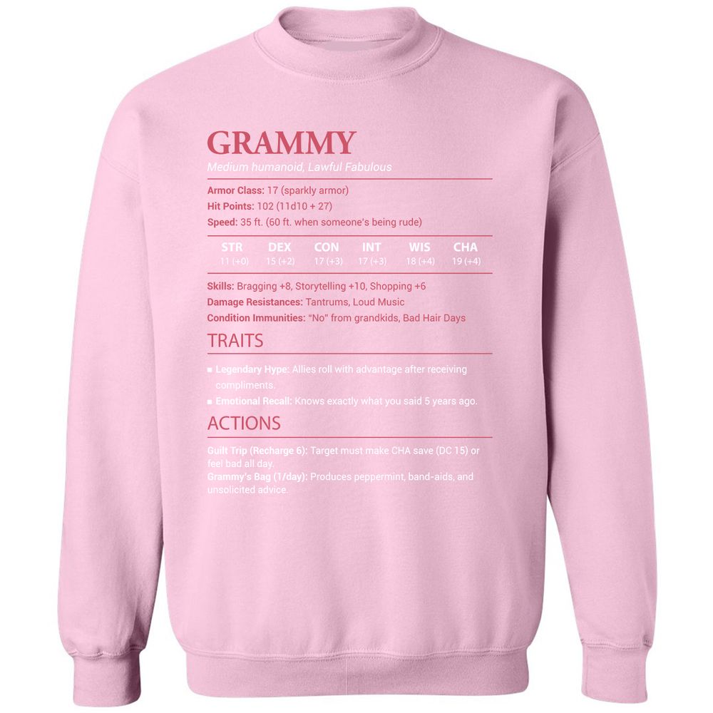 Grammy Stats Classic Unisex Sweatshirt - Light Pink - 3