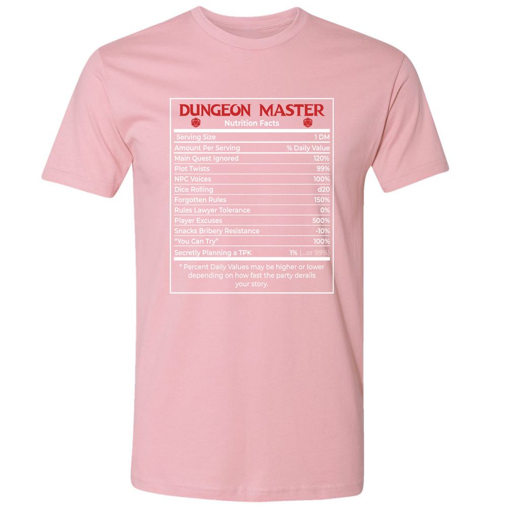 Dungeon Master Nutrition Facts Premium Unisex T-Shirt - Light Pink - 3