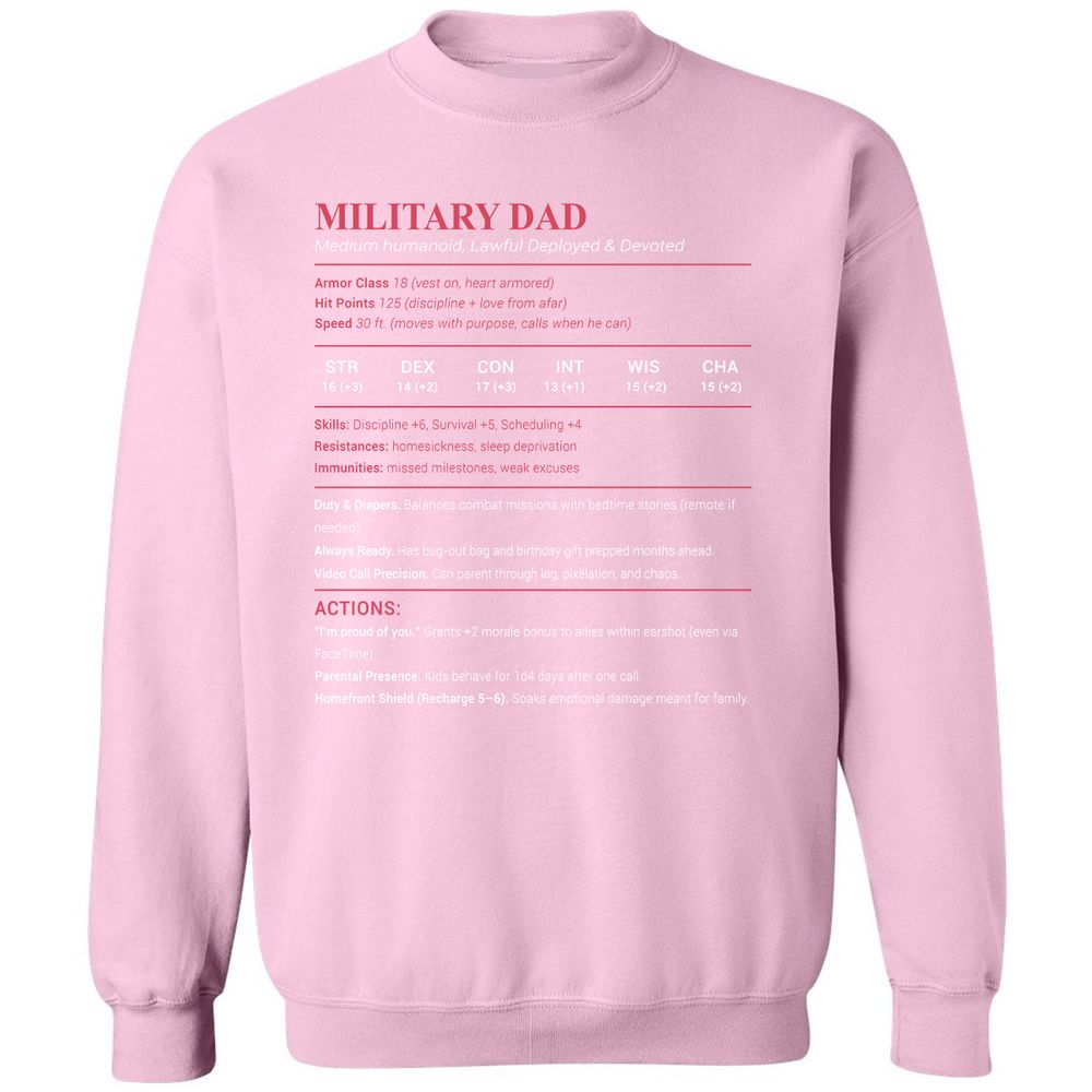 Military Dad Classic Unisex Sweatshirt - Light Pink - 3