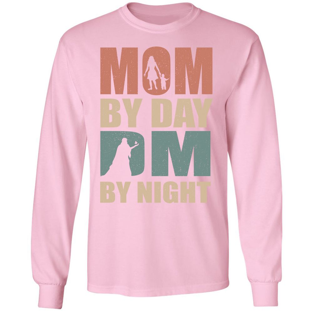 Mom By Day DM By Night Long Sleeve T-Shirt - Light Pink - 3