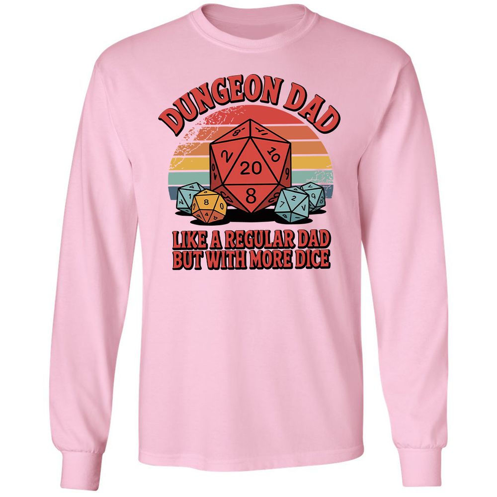 Dungeon Dad With More Dice Long Sleeve T-Shirt - Light Pink - 3