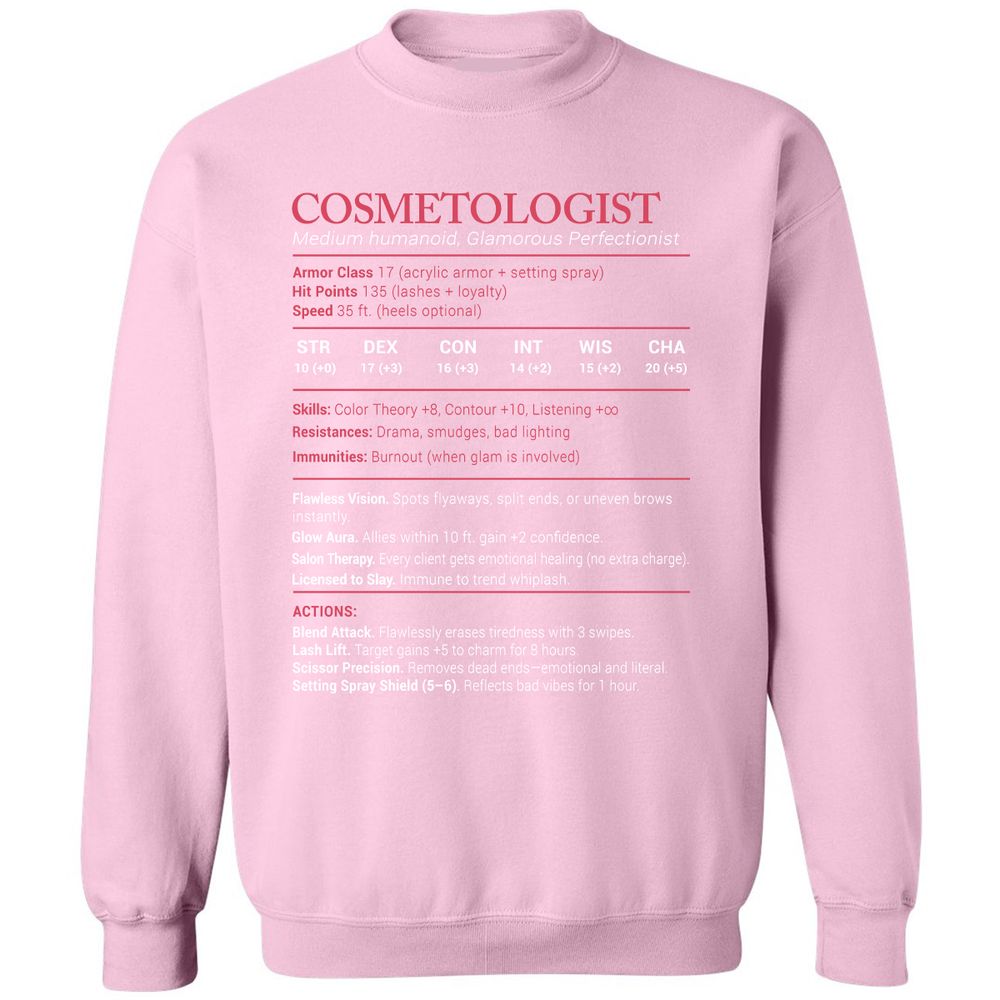 Cosmetologist Stats Classic Unisex Sweatshirt - Light Pink - 3