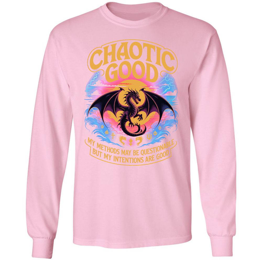 Chaotic Good Long Sleeve T-Shirt - Light Pink - 3