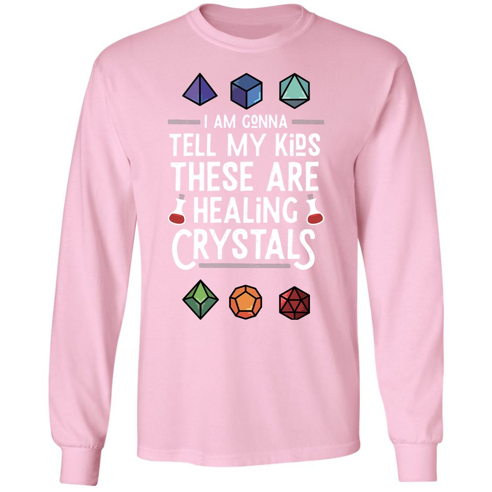 Healing Crystals Long Sleeve T-Shirt - Light Pink - 3