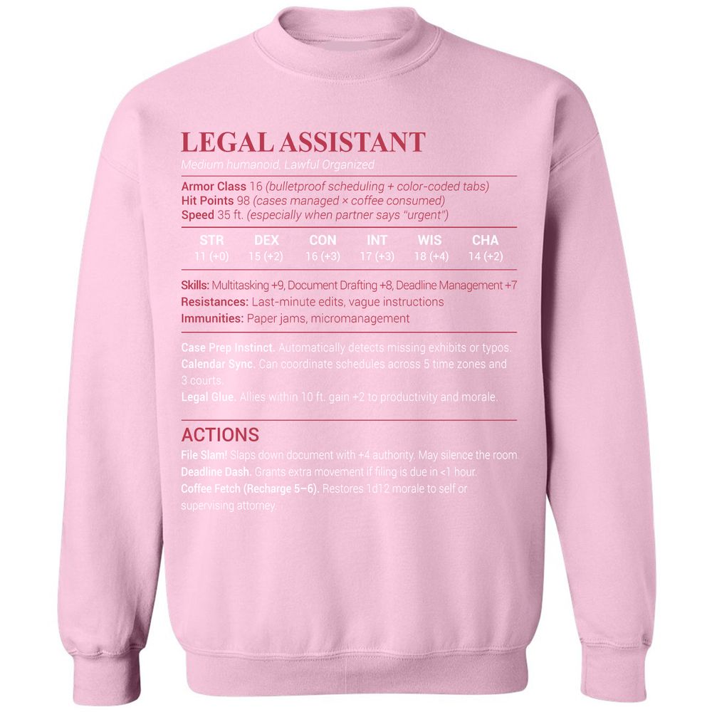 Legal Assistant Classic Unisex Sweatshirt - Light Pink - 3