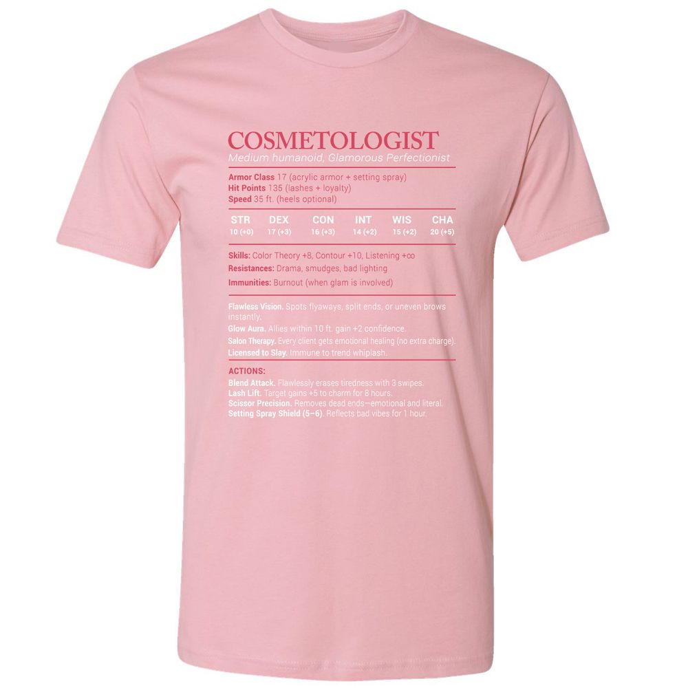 Cosmetologist Stats Premium Unisex T-Shirt - Light Pink - 3