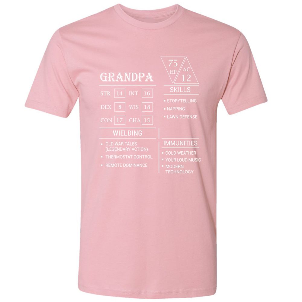 Grandpa Stats Premium Unisex T-Shirt - Light Pink - 3