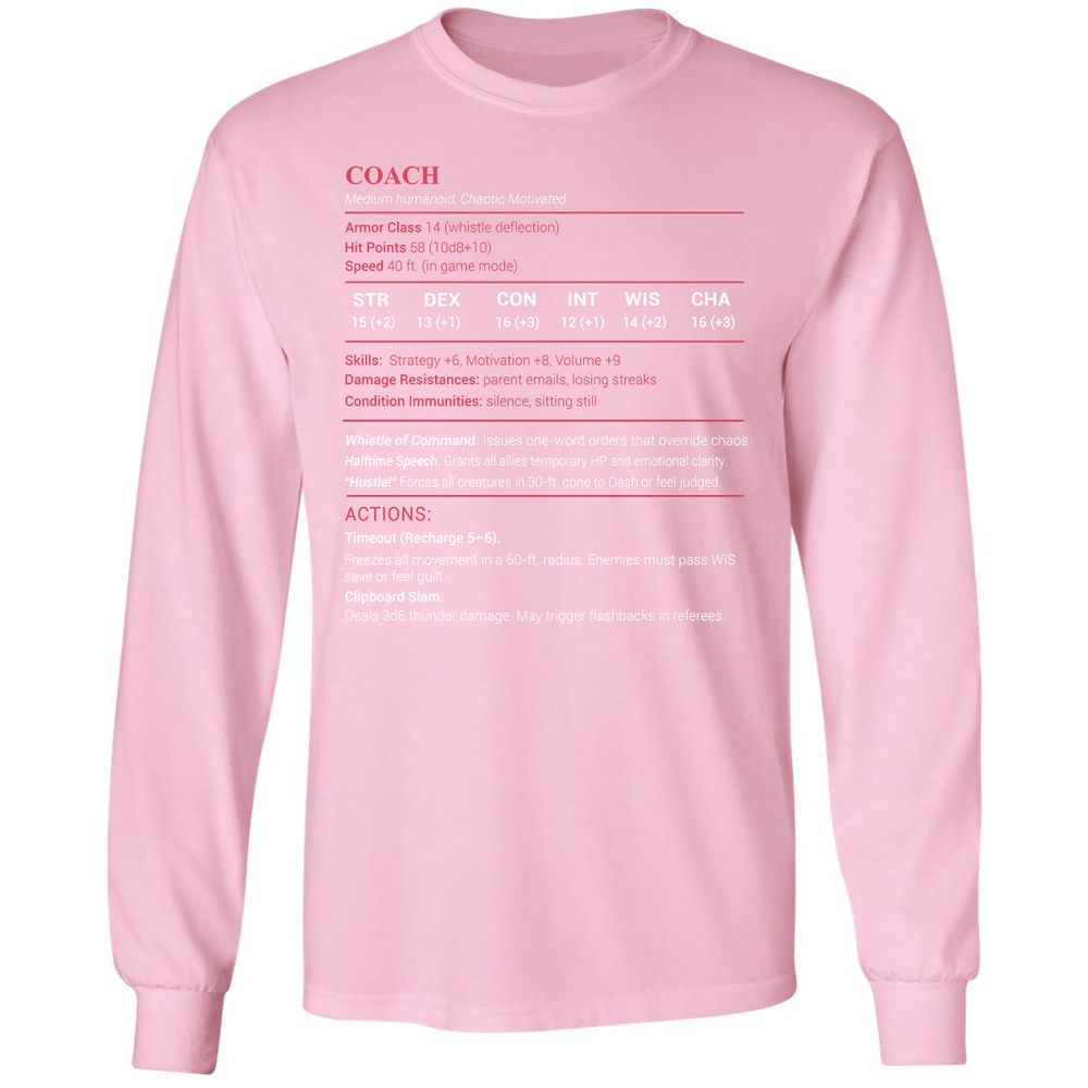 Coach Stats Long Sleeve T-Shirt - Light Pink - 3