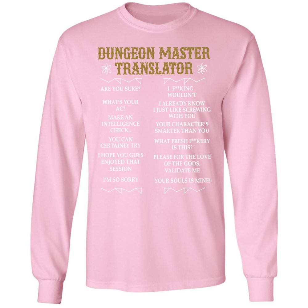Dungeon Master Translator Long Sleeve T-Shirt - Light Pink - 3