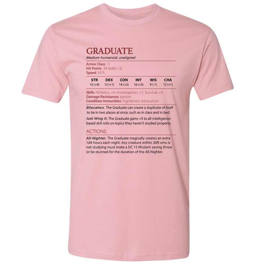 Graduate Stats Premium Unisex T-Shirt - Light Pink - 3