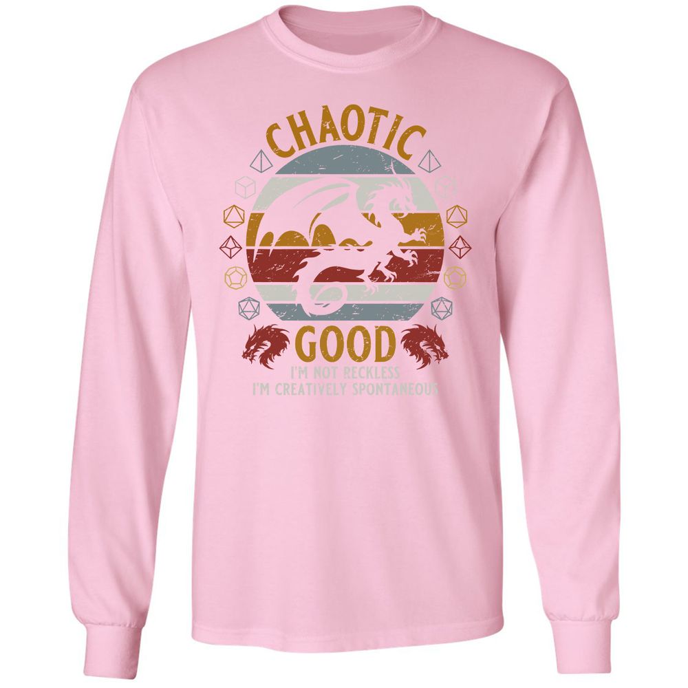 Chaotic Good Long Sleeve T-Shirt - Light Pink - 3